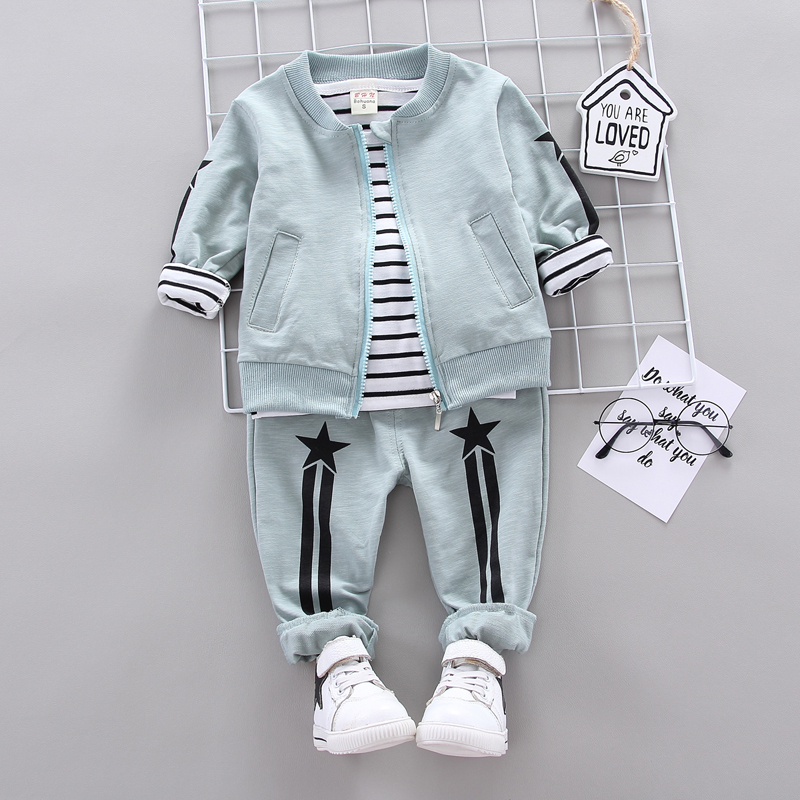 Meteor Three Piece Green2021 Boy Spring Three piece set children child leisure time clothes Baby boy Autumn clothes 1-3 year 4 Foreign style tide Children's wear