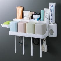 With soap box Toothbrush shelf Toilet suction wall tooth storage set Free hole mouthwash brushing cup holder