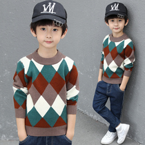 Boys  winter sweater 2020 new Korean version of western style middle and large childrens boys autumn and winter pullover thickened and velvet tide