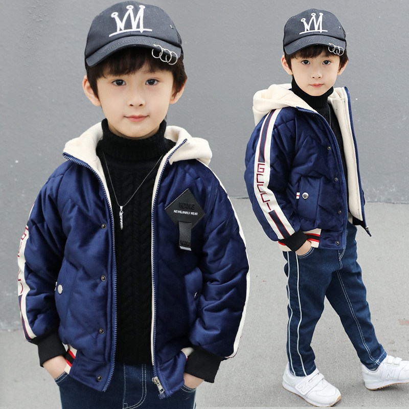 Boys winter cotton coat 2019 new quilted jacket in the big children's Korean version of the jacket winter cotton clothes in the long version of the velvet tide