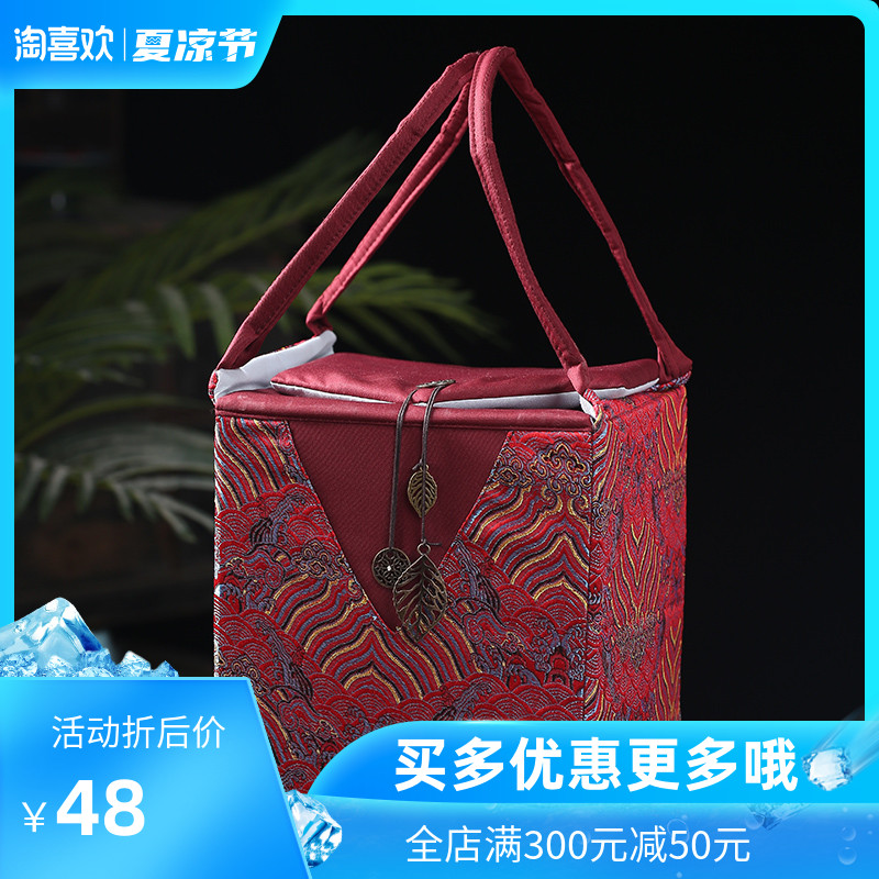 Back economic prosperous gift box the tea pot single pot pot box cloth embroidery gift box