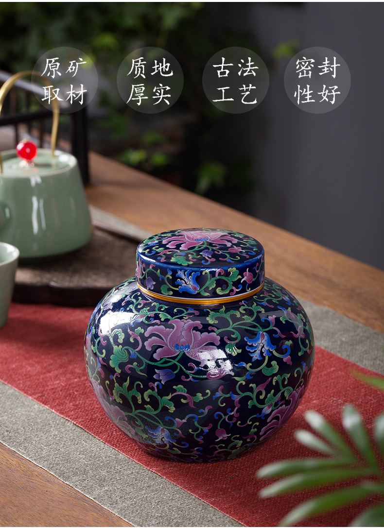 The Crown chang caddy fixings ceramic seal tank household individuality puer tea, green tea moistureproof colored enamel store tea pot