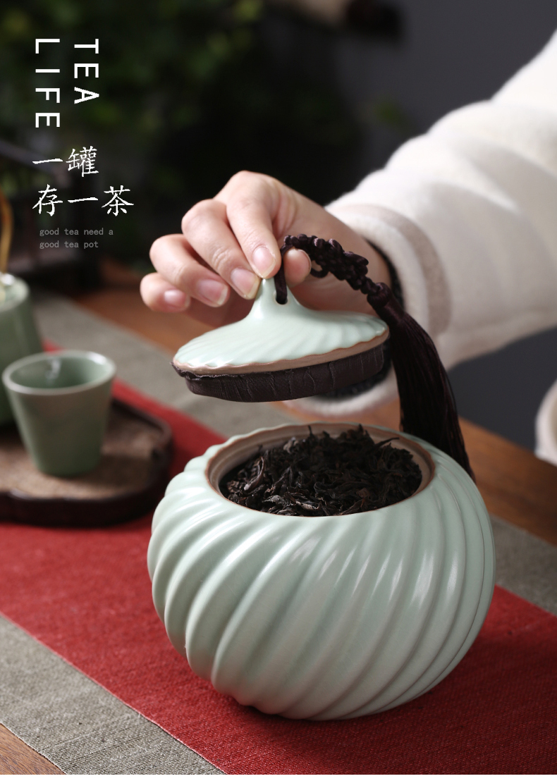 Chang your up crown caddy fixings large seal pot creative ceramic jar tieguanyin storage tanks puer tea pot