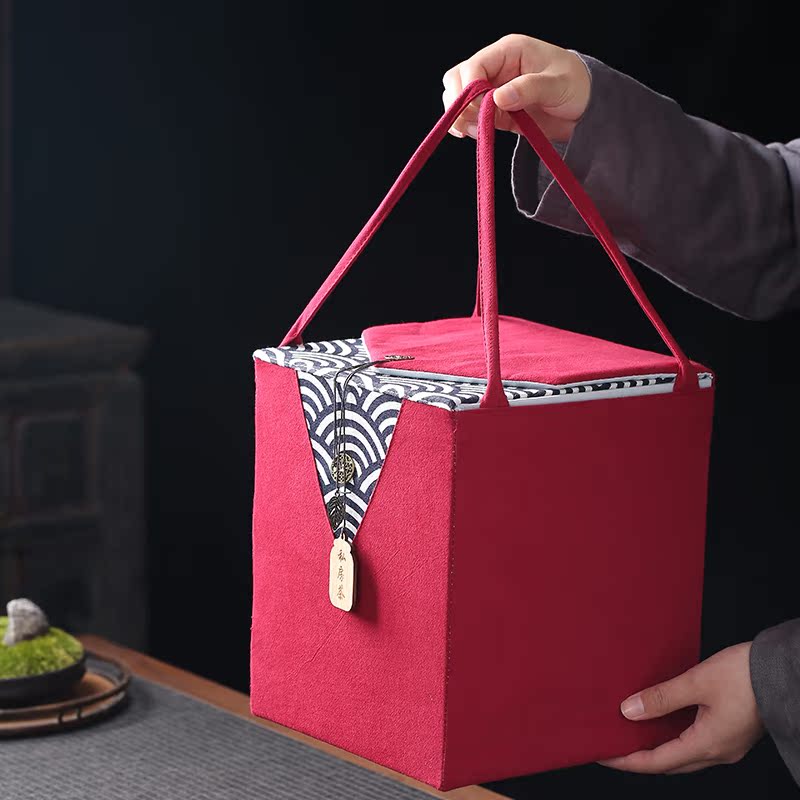 Back economic prosperous gift box the tea pot single pot pot box cloth embroidery gift box