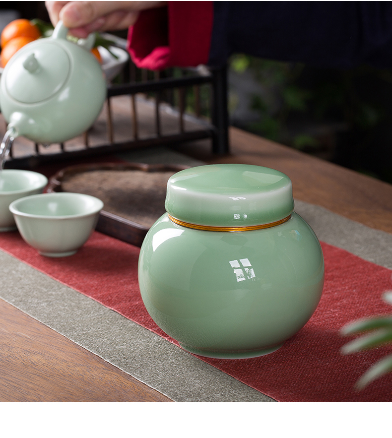 The Crown chang celadon caddy fixings ceramic small mini portable portable sealed container retro creative household travel