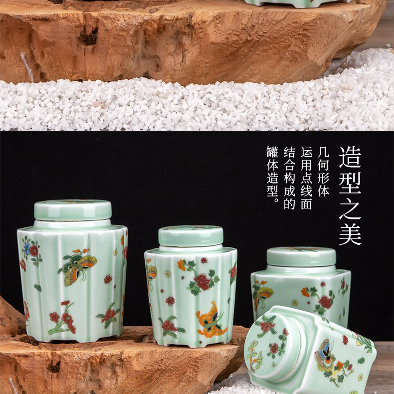 The Crown chang jingdezhen blue and white porcelain tea pot seal pot containing small mini portable ceramic round tea storage tanks