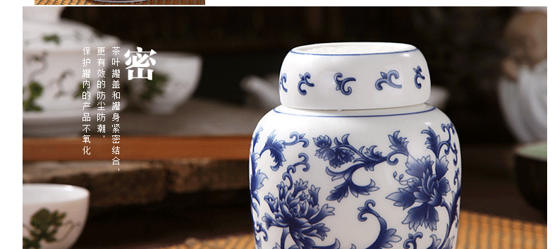 The Crown chang, jingdezhen ceramic medium caddy fixings, drum high - white porcelain POTS sealed as cans of blue and white porcelain storage tanks