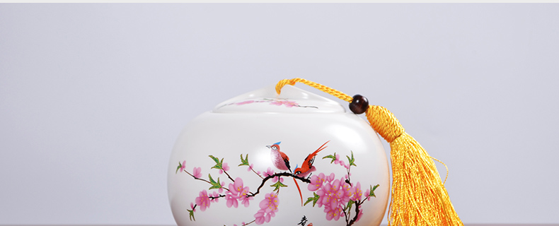 The Crown chang inferior smooth caddy fixings jingdezhen ceramic seal pot tassel decoration as the home medium tanks