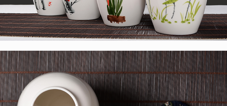 The Crown, jingdezhen ceramic powder enamel caddy fixings hand - made process large seal pot pot high moisture storage jar