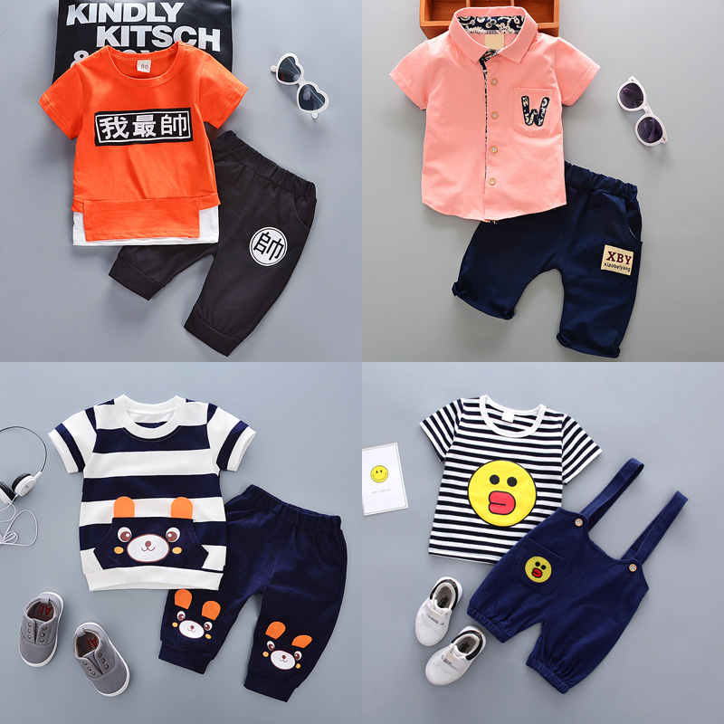 Children's clothing boy summer short-sleeved suit 1-2-3 years old 4 baby clothes new girls t-shirt shorts two-piece tide