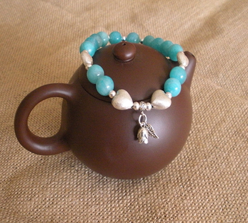 Brazil Amazon Amazonite Bracelet Heart-To-Heart Rose Bracelet 925 Silver Bracelet 10mm Brazil Amazon Amazonite Bracelet Heart-To-Heart Rose Bracelet 925 Silver Bracelet 10mm
