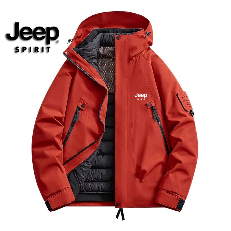 Jeep down Jacket for Men and Women, Three-In-One Detachable down Liner, Lightweight down Jacket, Autumn and Winter Fleece-Lined Jacket