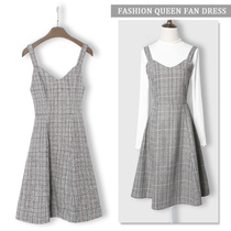 Early spring two-piece dress 2019 summer pop skirt hipster fairy chic gentle Plaid sling dress