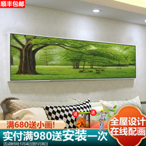 Sofa background wall decorative painting modern warm painting bedroom bedside painting Atmospheric evergreen tree living room mural painting