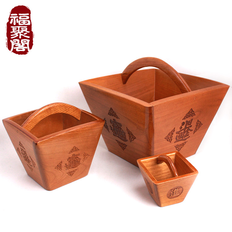 Peach Wood Day Infighting Gold Pendulum Pieces Home Old Rice Hopper Ascendons square solid wood small number Merchants Qiao relocating the antique shop