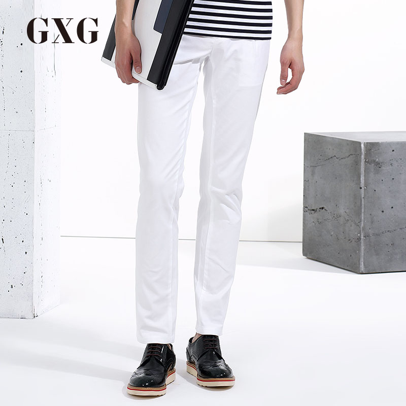 GXG休闲裤男装 夏季男士青年气质潮流修身白
