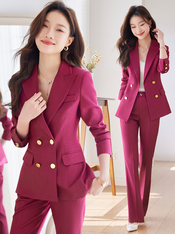 Rose Red Suit Set for Women 2026 New Style Professional Attire Host On-Camera Formal Wear Light Luxury High-End Jacket