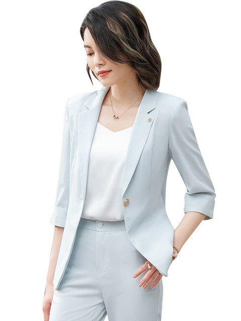 Suit suit women's thin summer temperament goddess fan professional wear casual small man small suit jacket overalls