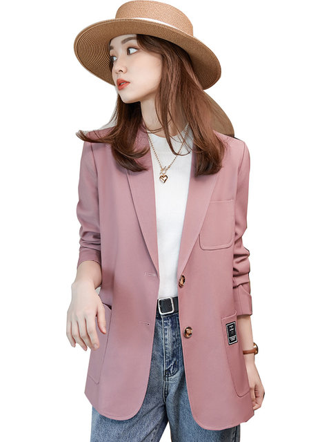 Khaki suit jacket female 2022 new high-end sense fried street casual Korean version spring and autumn large size small suit top