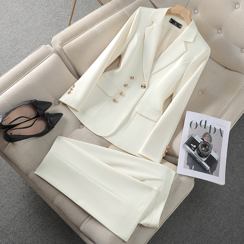 Off-White Suit Set for Women, Spring 2026 New Fashion Business Attire, Elegant Formal Workwear Blazer