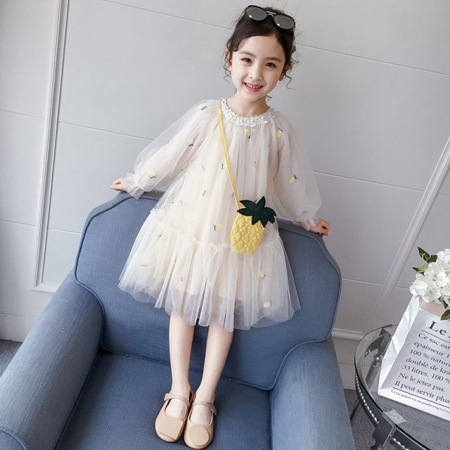 Girls spring dress 2022 new spring and autumn foreign children's clothing fluffy yarn children's skirt little girl princess skirt