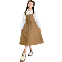 Girls dress for dress spring suit 2024 new ocean gas girl child great child braces dress spring clothing two sets