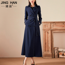 Jinghan 2021 autumn new fashion chic womens trench coat long knee Korean version of temperament thin coat