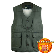 Winter plus velvet Padded cashmere warm vest middle-aged and elderly men fattened dad sleeveless waistcoat vest