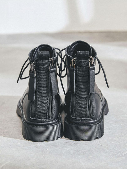 Low-cut Martin boots for women 2025 autumn genuine leather foot-showing small boots winter plus velvet British style short boots for small people