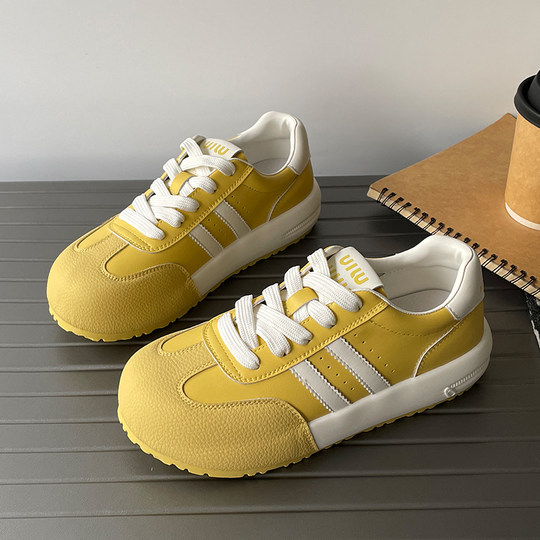 Genuine leather virtue training shoes for women thick soles 2026 spring and autumn new style breathable and comfortable soft sole shoes fashionable casual white shoes