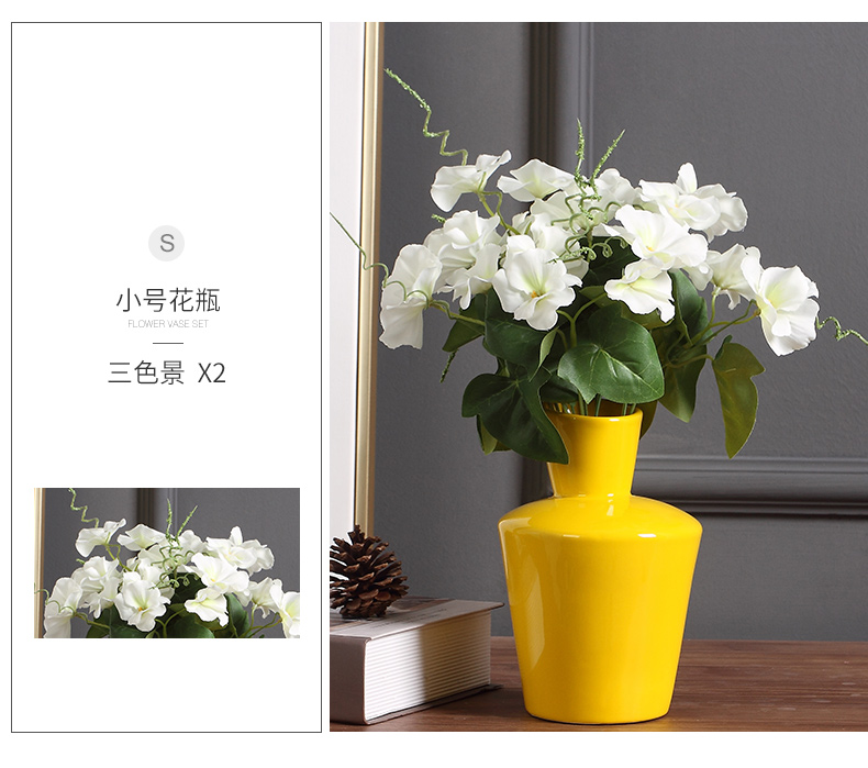 Micro act the role ofing industry flagship store yellow ceramic vase furnishing articles furnishing articles home decoration flower arrangement sitting room