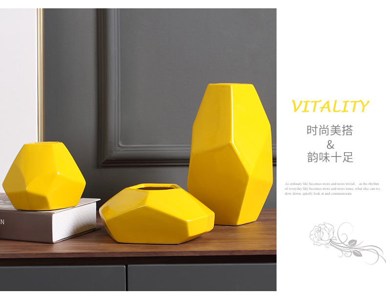 Ceramic vase furnishing articles household act the role ofing is tasted, the sitting room TV cabinet table decoration decoration ideas flower arranging yellow crafts
