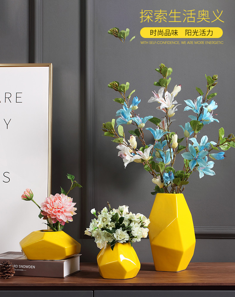 Ceramic vase furnishing articles household act the role ofing is tasted, the sitting room TV cabinet table decoration decoration ideas flower arranging yellow crafts