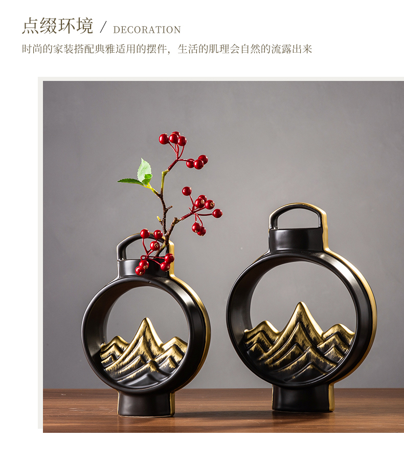 Mountain furnishing articles ceramic creative new Chinese style adornment see high - grade decoration home rich ancient frame version into living room