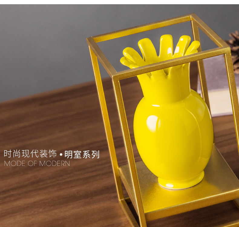 Yellow light decoration key-2 luxury furnishing articles three - piece suit the hotel restaurant new Chinese style decoration creative ceramic art atmosphere