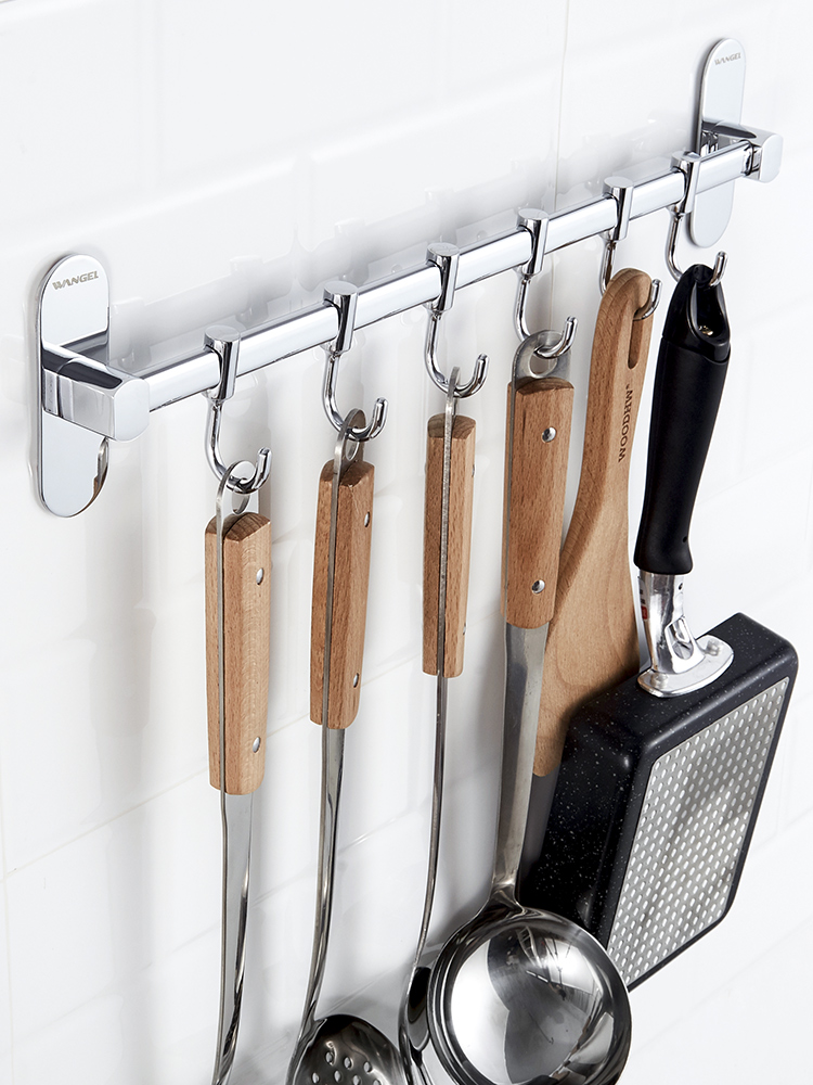 Kitchen hook punch-free stainless steel hanging rod pylons Strong hook hook hook artifact row hook Wall shelf