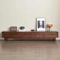 North American black walnut TV cabinet floor cabinet all solid wood coffee table modern simple small apartment living room floor-standing audio-visual cabinet