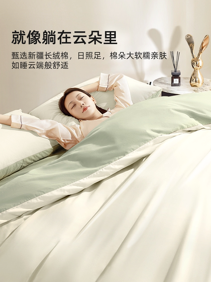 100-Count Satin Bedding Four-Piece Set, Pure Cotton, 2026 New Model, Duvet Cover, Bed Sheet, Light Luxury, High-End Feel, Class a Bedding