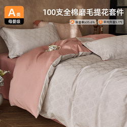 High-End Jacquard 100-Count Thickened Brushed Four-Piece Set Pure Cotton 2025 New Autumn and Winter Bed Sheet Bedding a