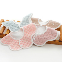 360 Rotating saliva towel baby bib children pure bib waterproof rice pocket cotton children petal pocket supplies