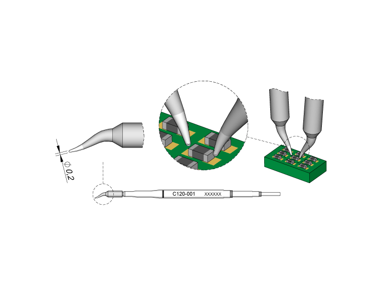 Spanish JBC C120-001 chip branded with iron head Ø 02 C120001