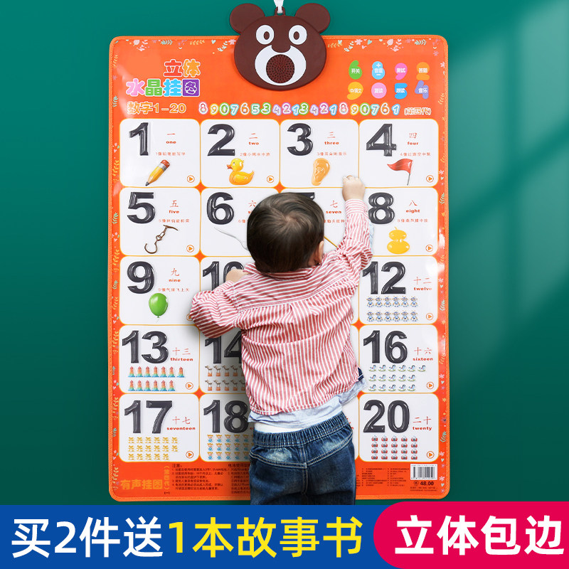 Children's numbers 1 to 100 sound flip chart sound cards baby early education cognition kindergarten artifact teaching aids wall stickers
