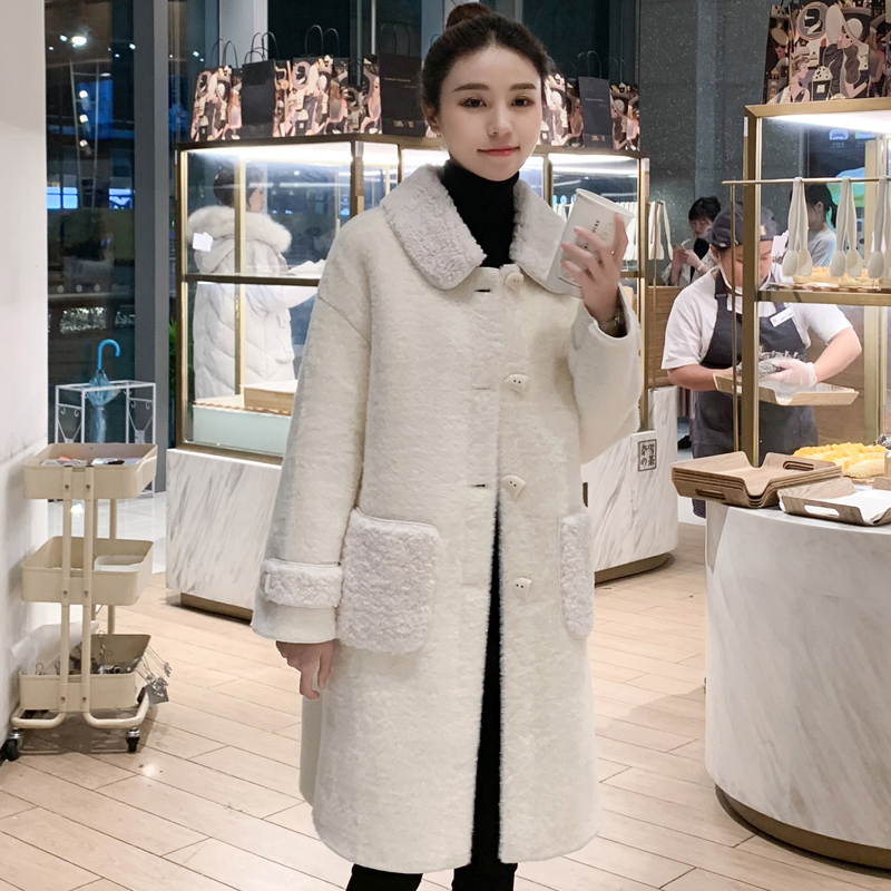 金貂绒呢子大衣女中长款2019新款秋冬季韩版流行水貂绒毛呢外套女