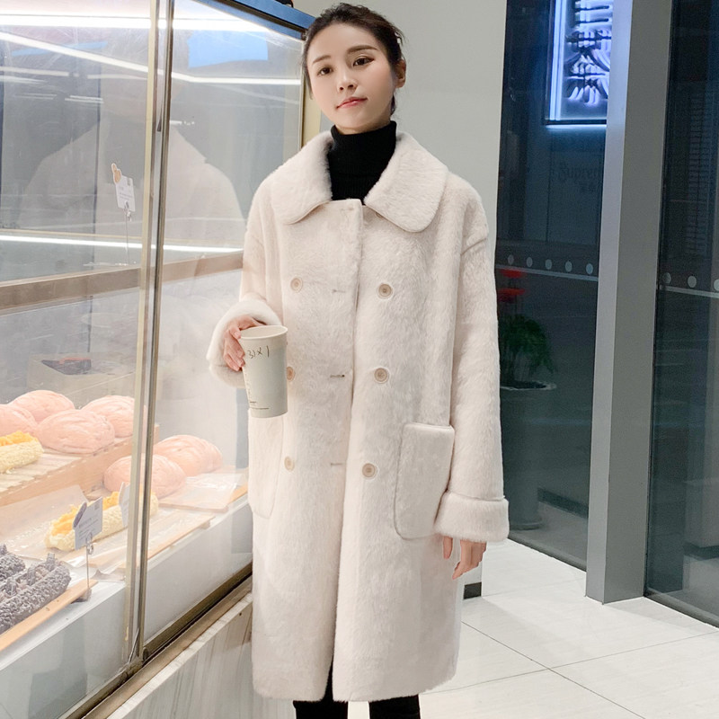 金貂绒呢子大衣女中长款2019新款秋冬季韩版流行水貂绒毛呢外套女