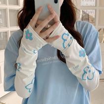 Ice sleeve womens sun protection summer cute 2024 new anti-UV loose hand sleeves driving gloves ice silk sleeves