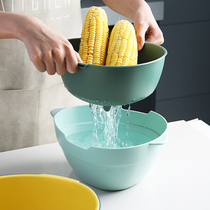 Vegetable Wash Basin Double Plastic Drain Basket Living Room Home Fruit Pan Nordic Kitchen Oval Naughty Dish Drain Basin Drain