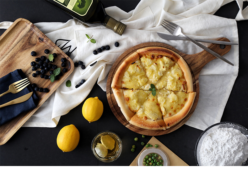 Khay gỗ hình chữ nhật bằng gỗ tấm tròn gỗ Nhật Bản gỗ bánh pizza món ăn bánh tráng miệng tấm bánh pizza tấm bít tết mẫu đĩa gỗ đẹp