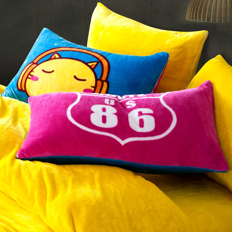 Gối nhung san hô cặp 48 * 74 vỏ gối dày flannel Bộ gối đơn Falais gối chống trào ngược cho bé