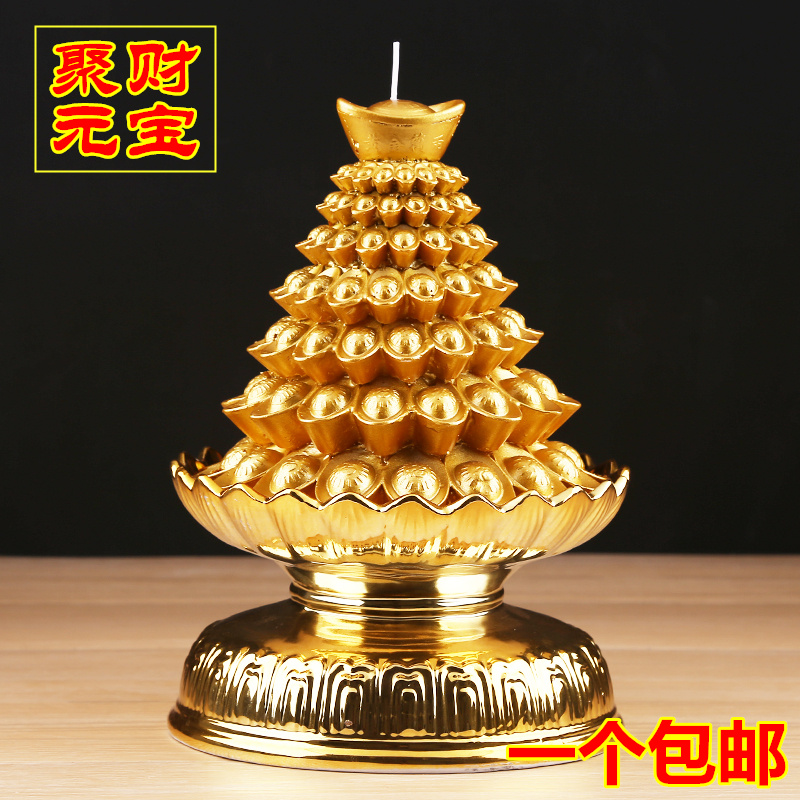 Golden Yuan Bao with Lotus LightCandle Lotus Candle Butter Birthday also wish to ask the rich Yuan Baolai Flower Candle