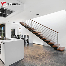 Лестница 楼梯室内整体楼梯钢木直梁复式阁楼别墅跃层楼梯定制loft简约轻奢